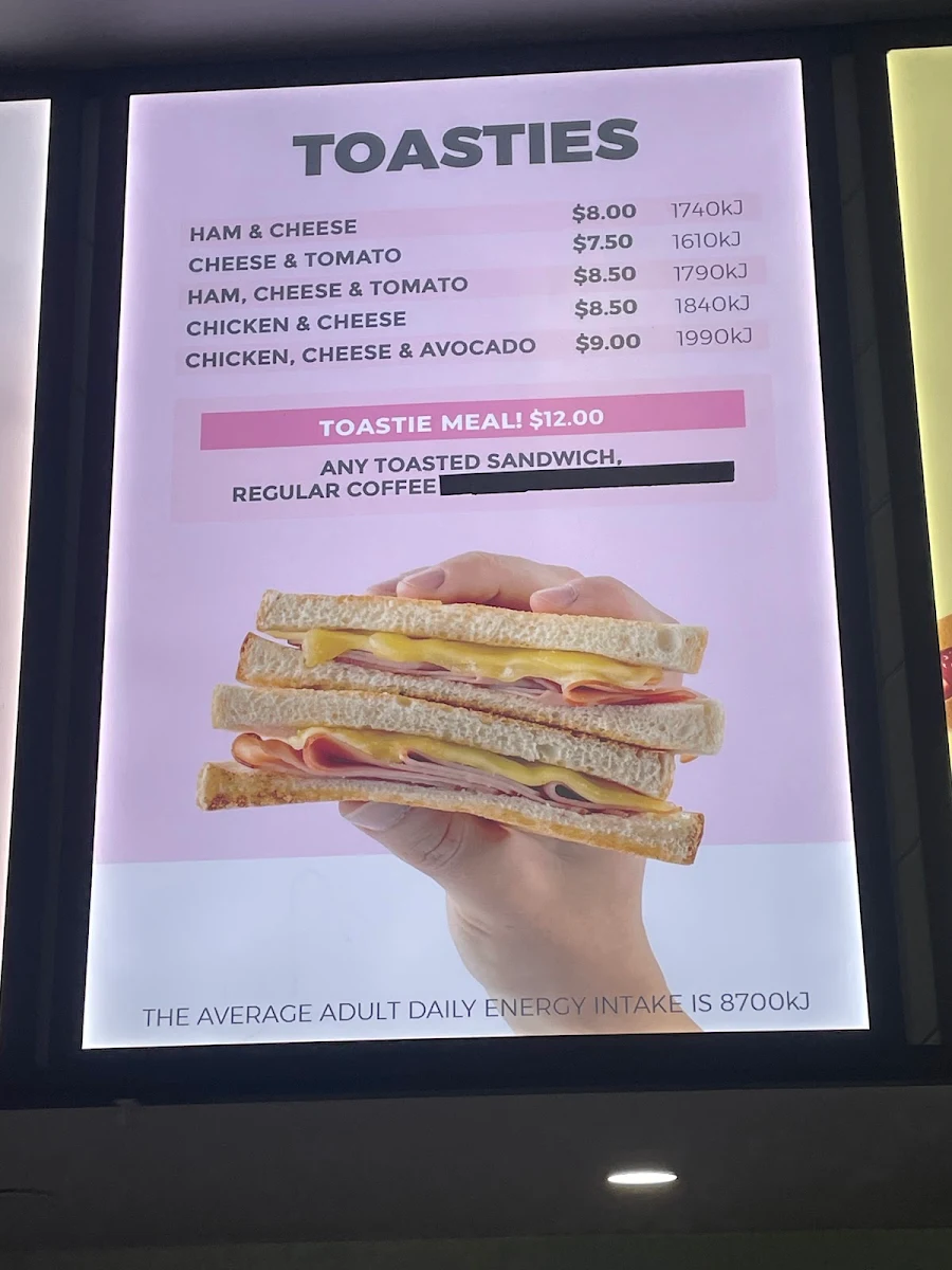 Menu, Donut King Cairns DFO