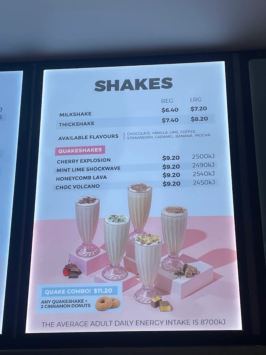 Menu, Donut King Cairns DFO