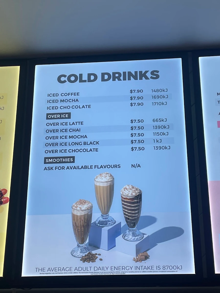 Menu, Donut King Cairns DFO