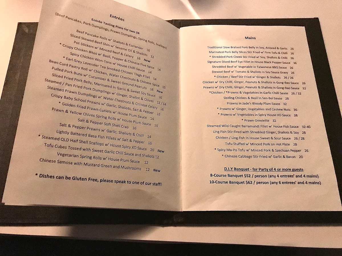 Menu, Blue Eye Dragon