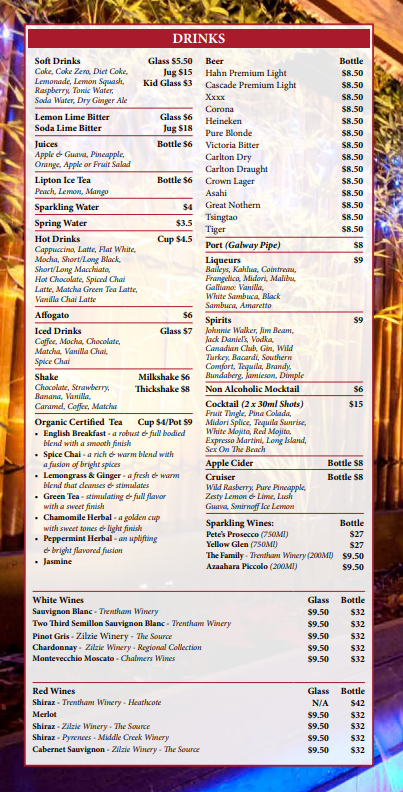 Menu, Andy's Kitchen
