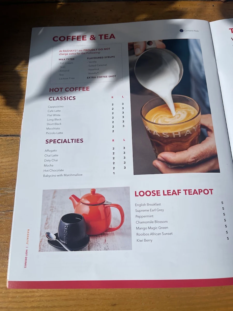 Menu, RASHAYS - Macarthur Square