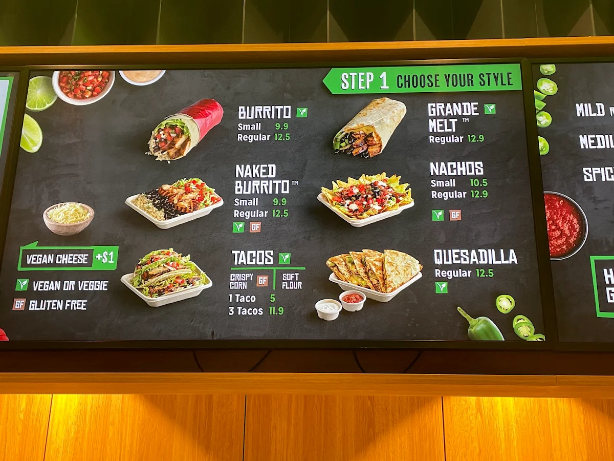 Menu, Mad Mex Watergardens