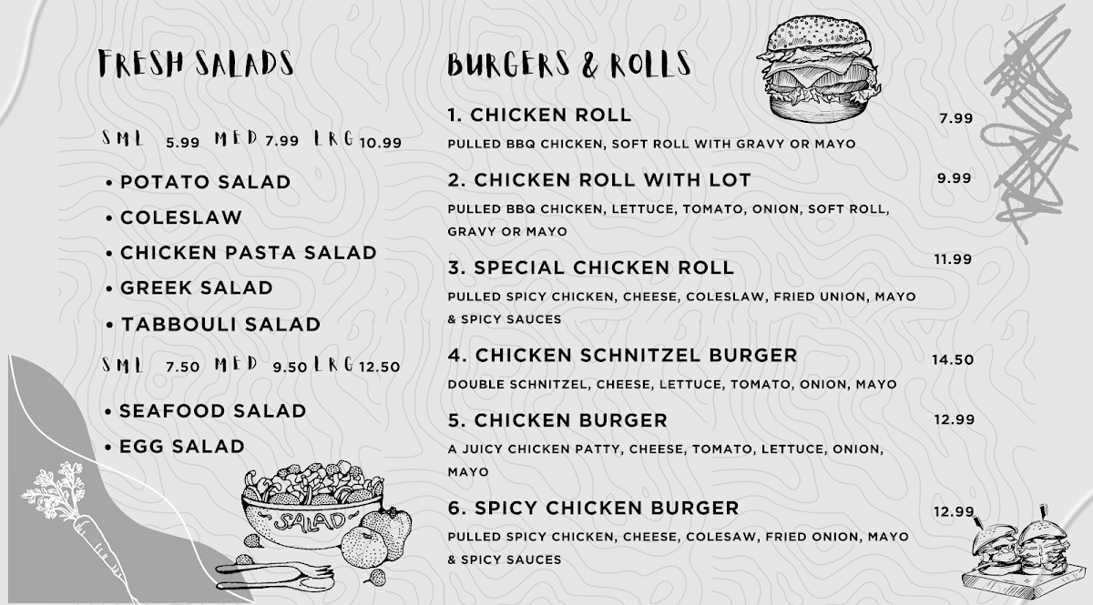 Menu, Derrimut Charcoal Chicken & Kebab