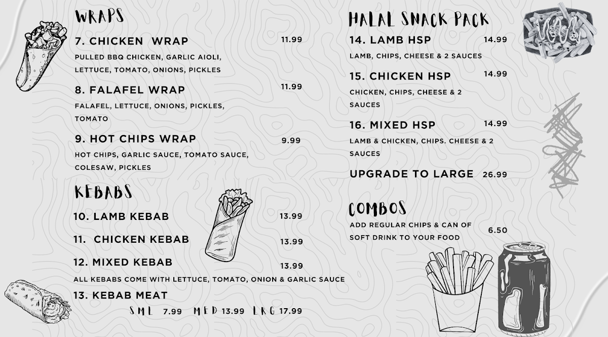 Menu, Derrimut Charcoal Chicken & Kebab