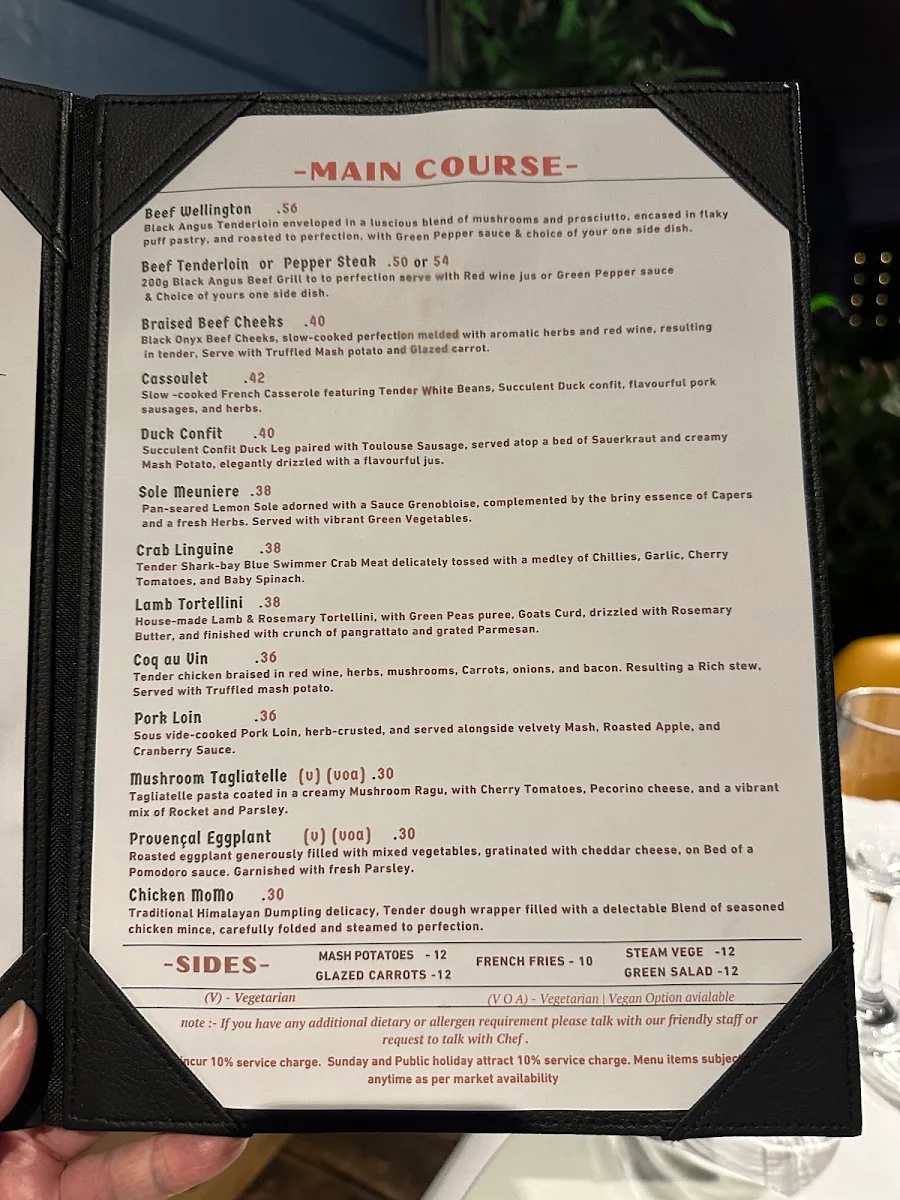 Menu, Monaco Bowral Restaurant