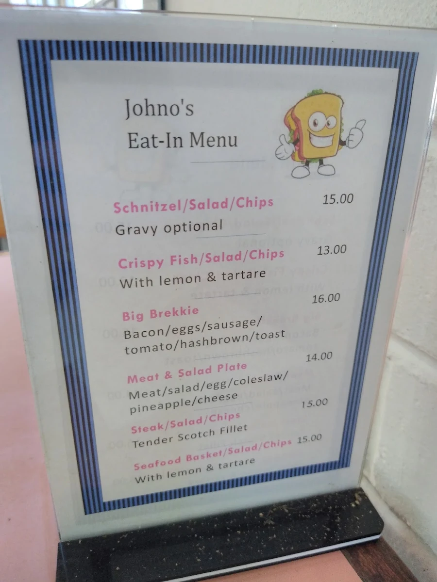 Menu, Johnos Takeaway