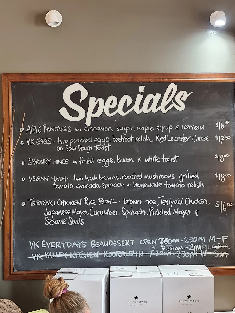 Menu, VK Everydays Beaudesert