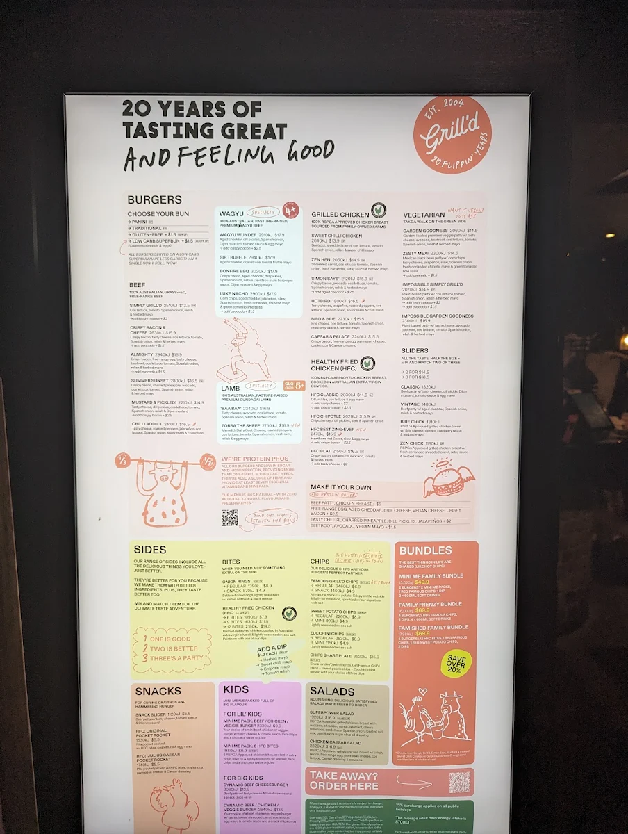 Menu, Grill'd Rouse Hill