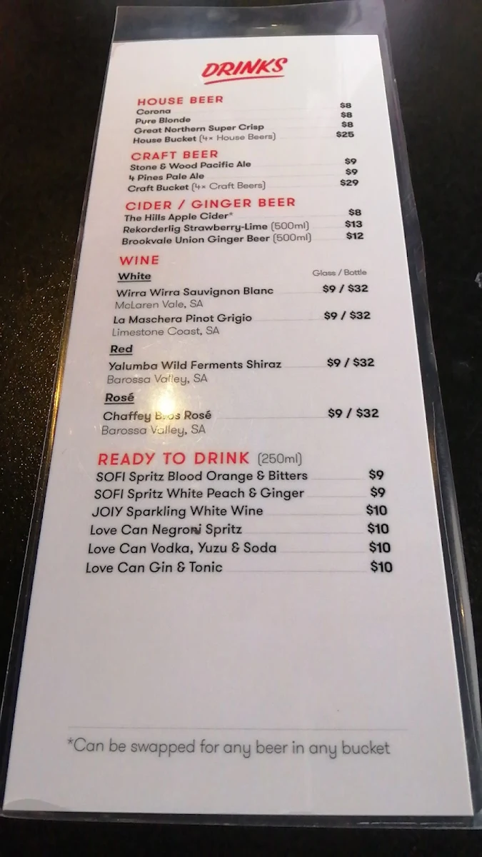 Menu, Grill'd Rouse Hill