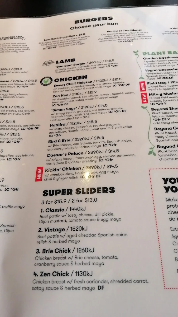 Menu, Grill'd Rouse Hill