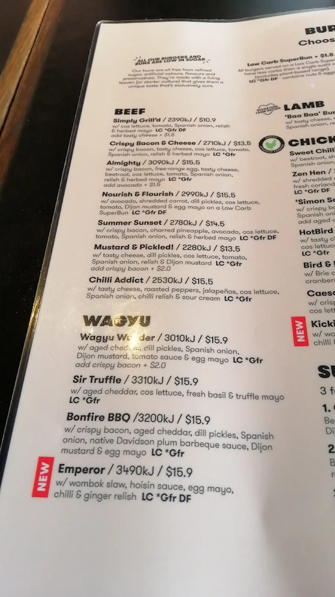 Menu, Grill'd Rouse Hill