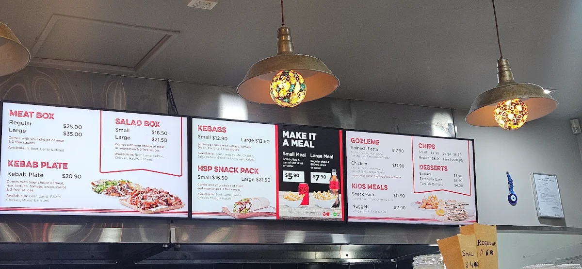 Menu, Mango Hill Kebabs