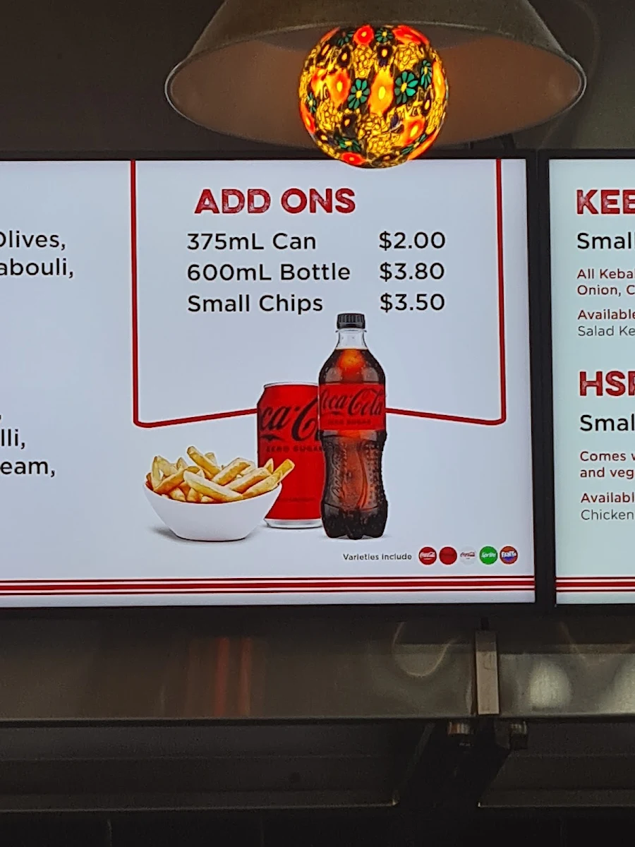 Menu, Mango Hill Kebabs