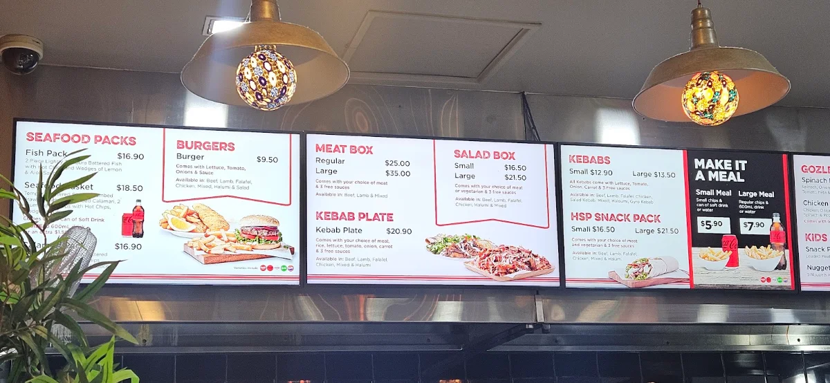 Menu, Mango Hill Kebabs