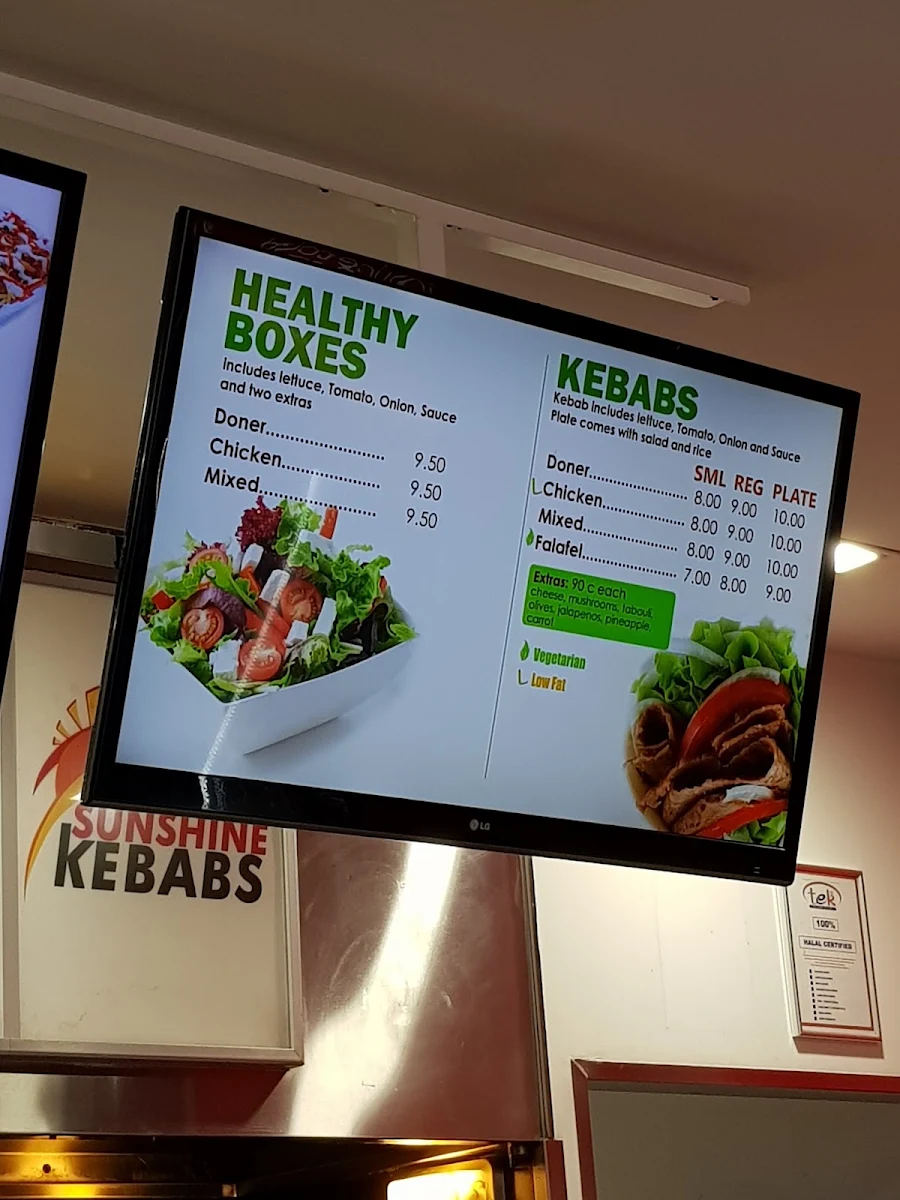 Menu, Mango Hill Kebabs