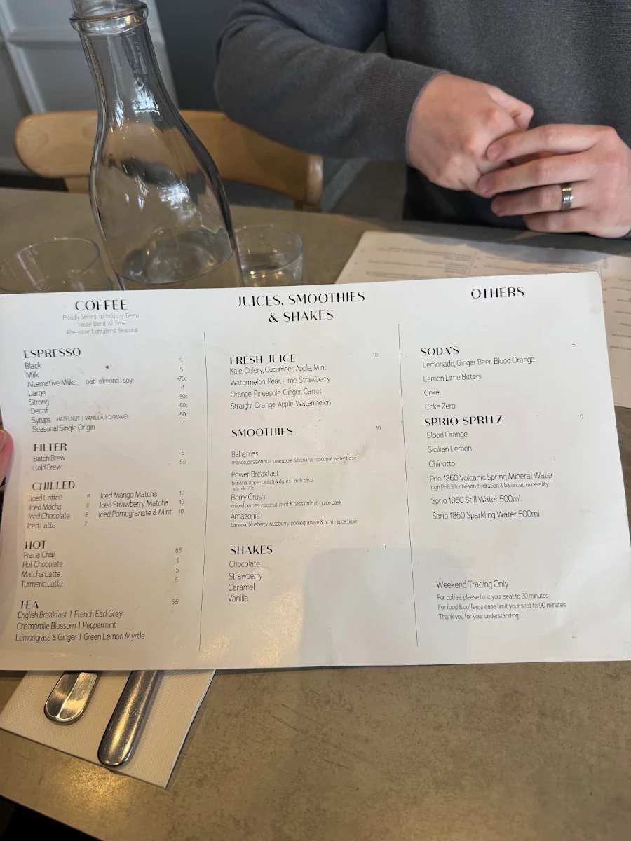 Menu, Secret Grounds Cafe Doncaster
