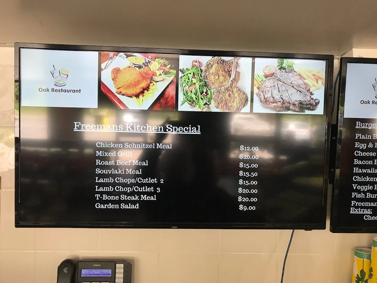 Menu, Oak Dairy Bar
