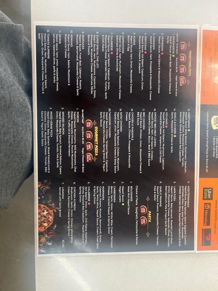 Menu, Table 55 - Seaford
