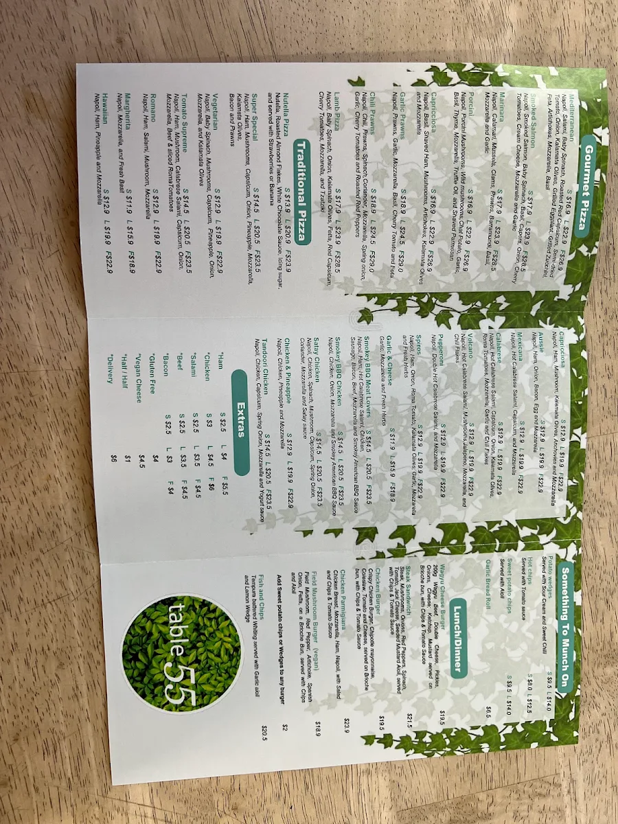 Menu, Table 55 - Seaford