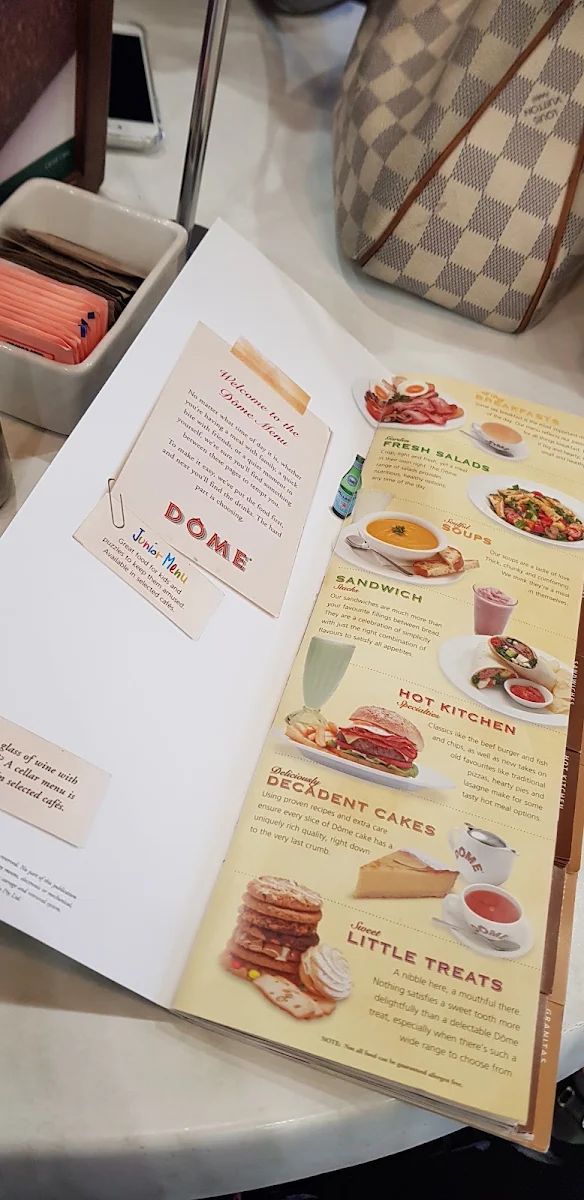 Menu, Dôme Café - Busselton Central