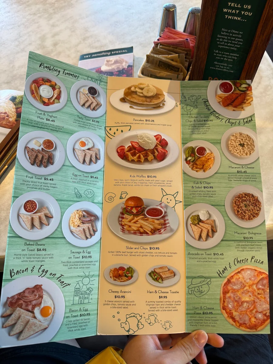 Menu, Dôme Café - Mundaring