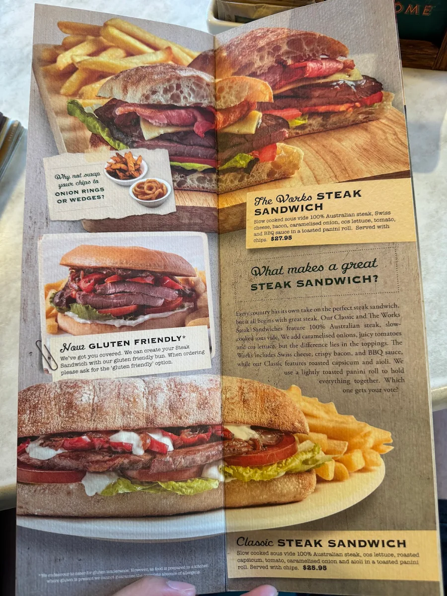 Menu, Dôme Café - Mundaring