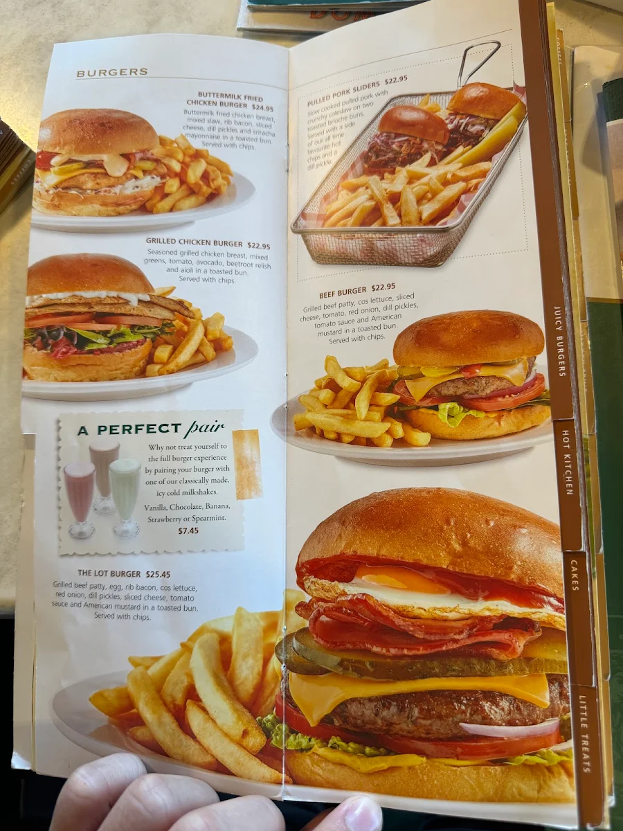 Menu, Dôme Café - Mundaring