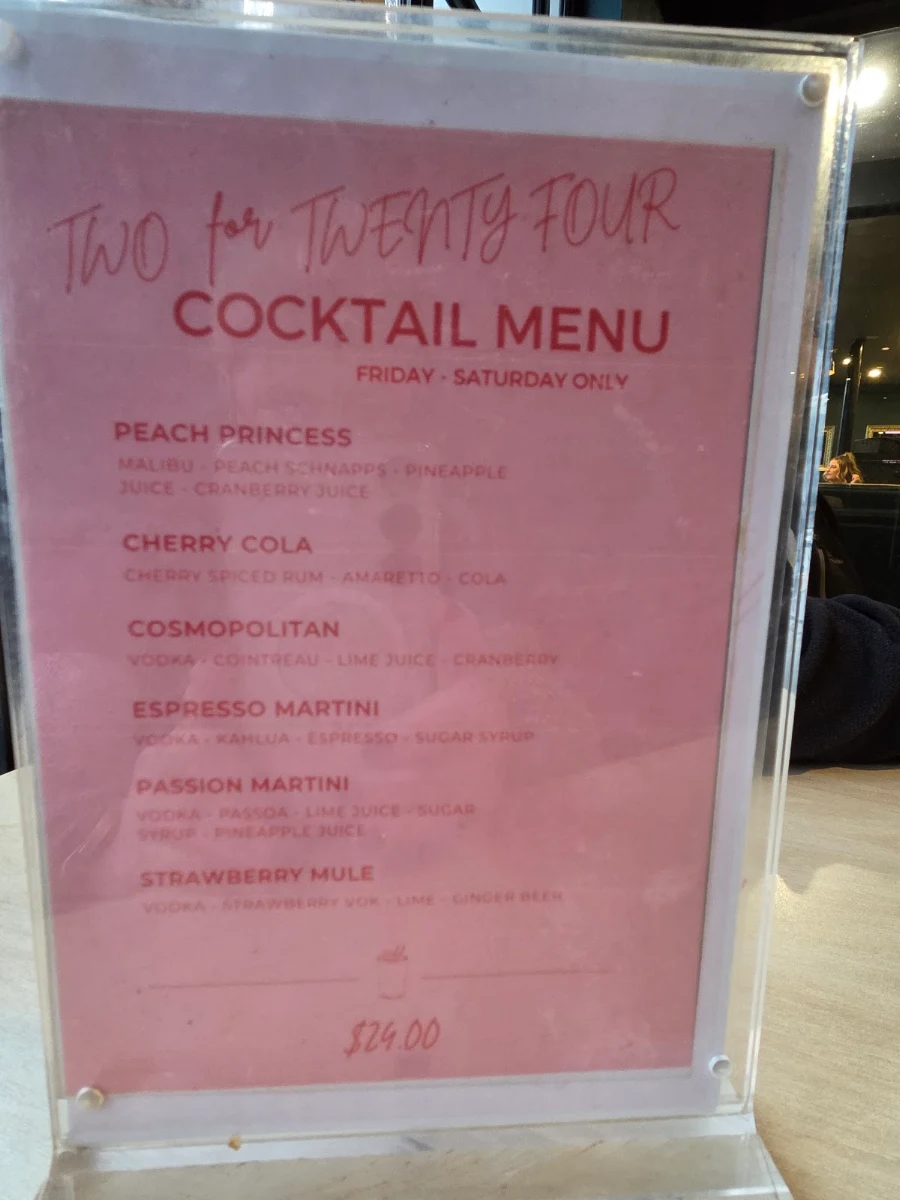 Menu, Cock'n'Bull British Pub