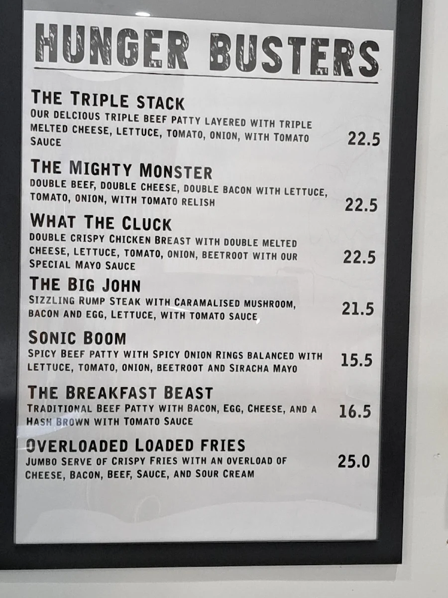 Menu, Sippy's Burger Bar and Takeaway