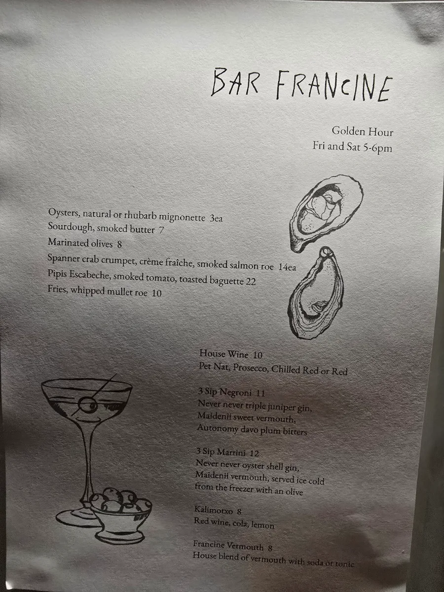 Menu, Bar Francine