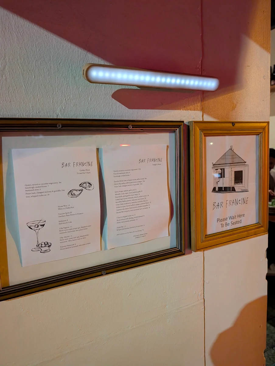 Menu, Bar Francine