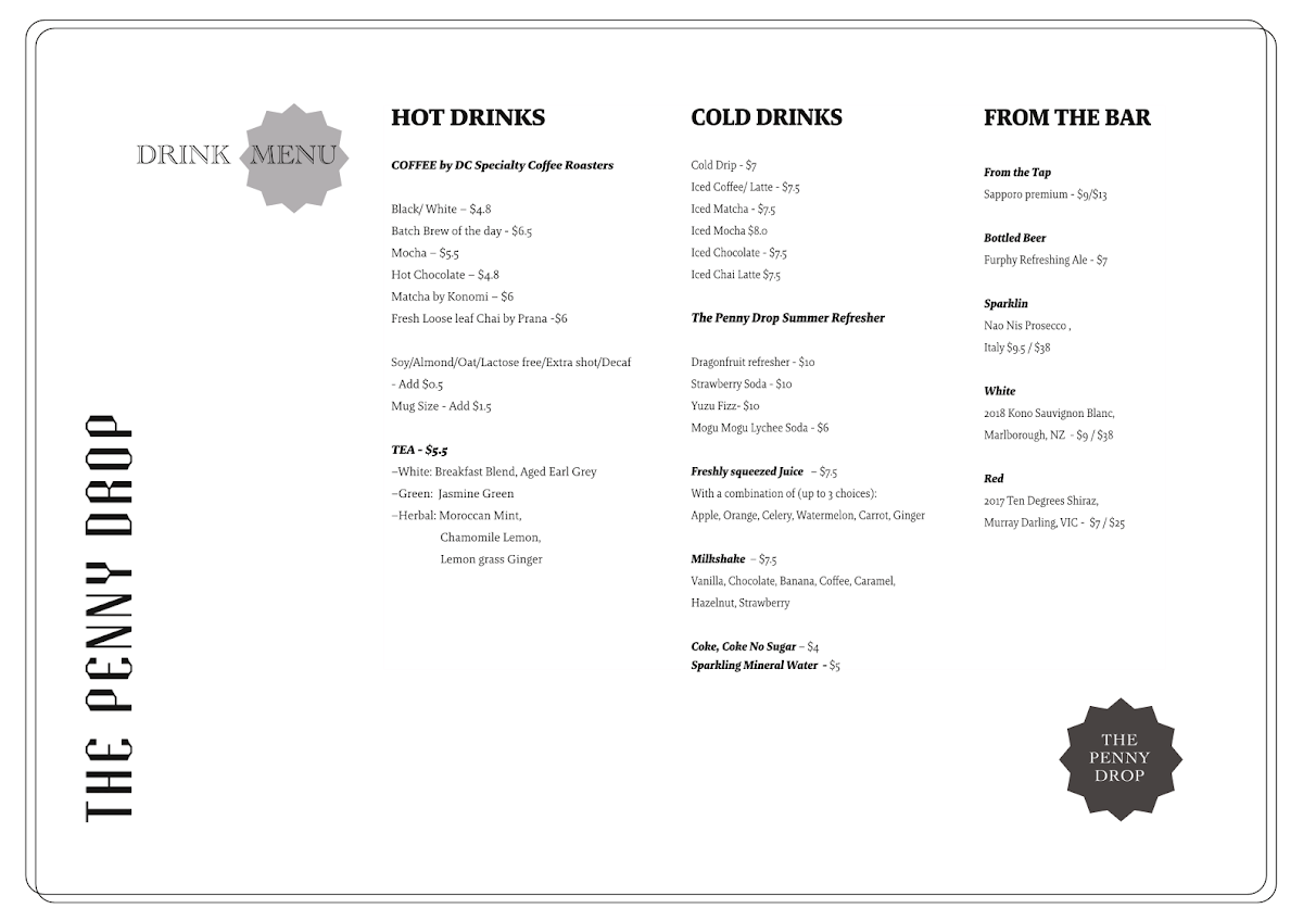 Menu, The Penny Drop