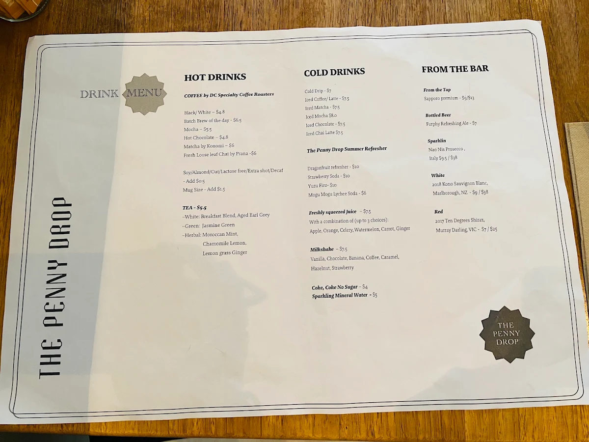 Menu, The Penny Drop
