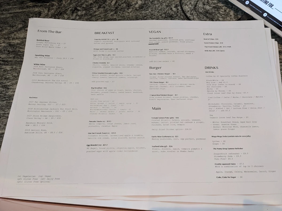 Menu, The Penny Drop