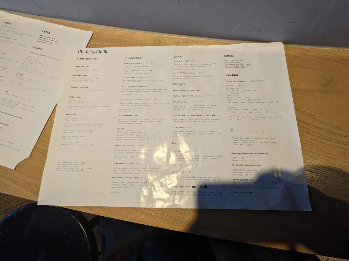 Menu, The Penny Drop