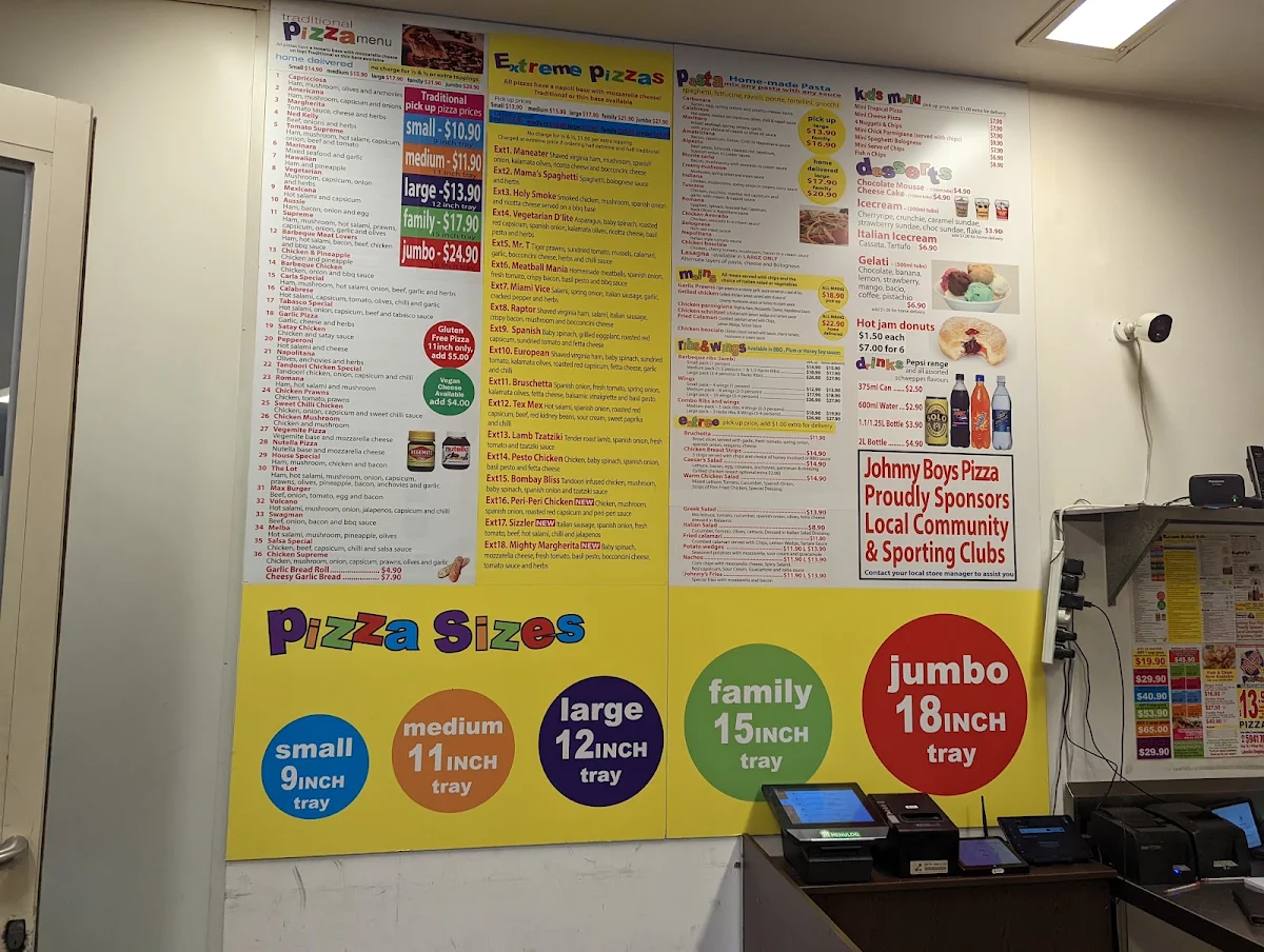Menu, Johnny Boys Pizza - Pakenham