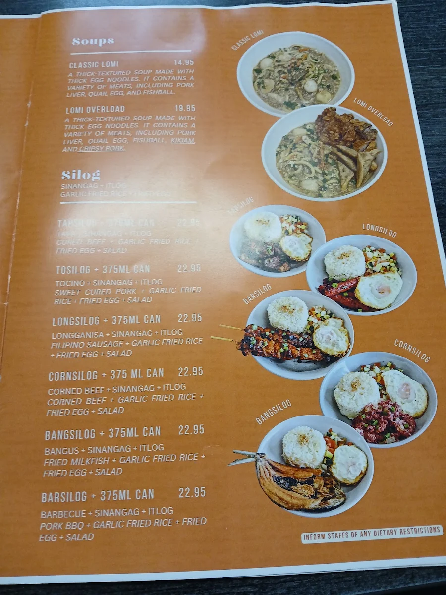 Menu, Loreto's Kitchen