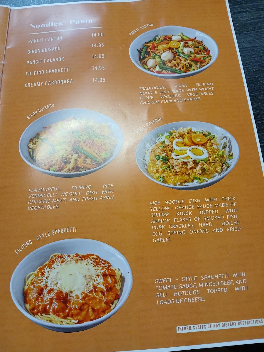 Menu, Loreto's Kitchen