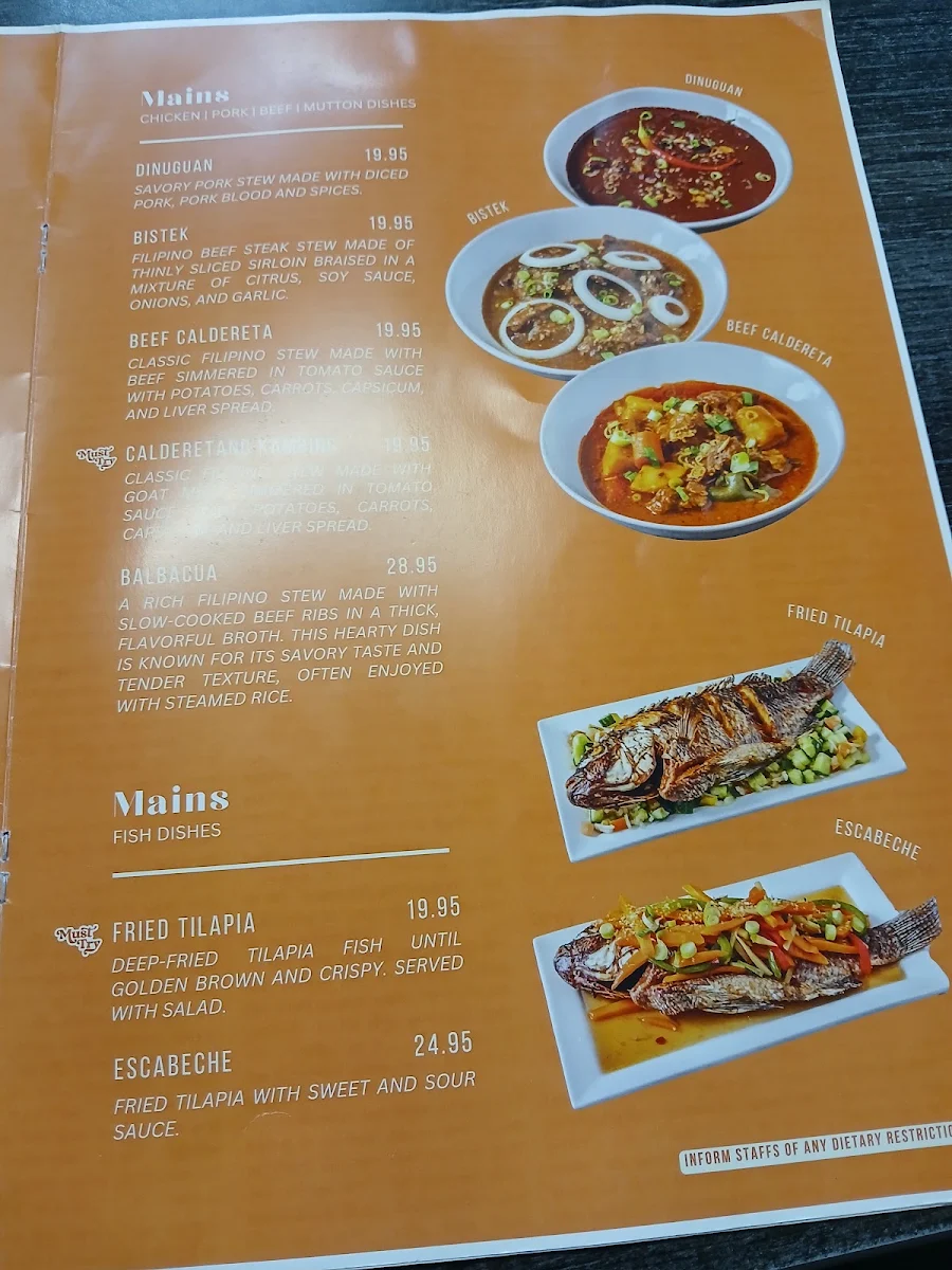 Menu, Loreto's Kitchen