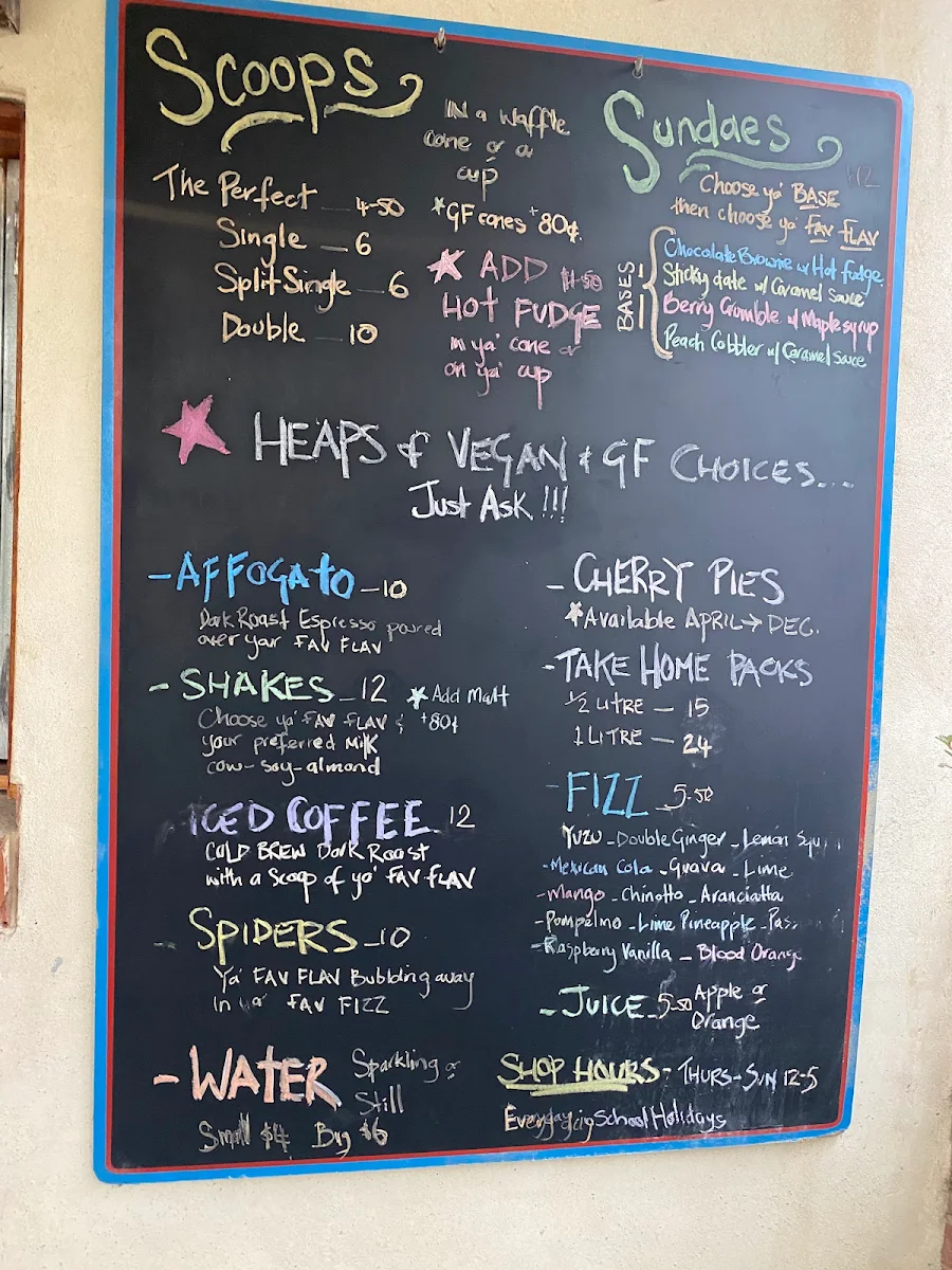 Menu, Icecream Republic