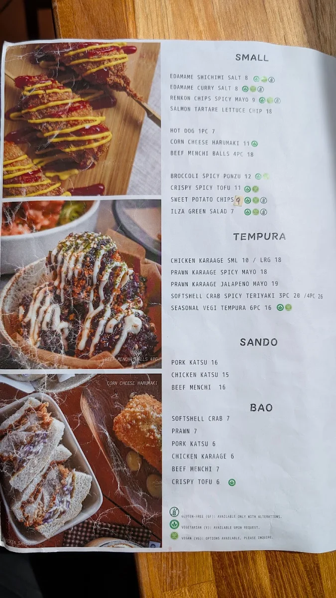 Menu, ILZA JAPANESE CAFE NUNAWADING
