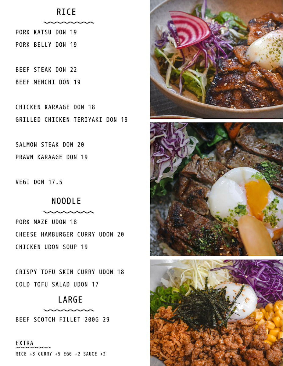 Menu, ILZA JAPANESE CAFE NUNAWADING