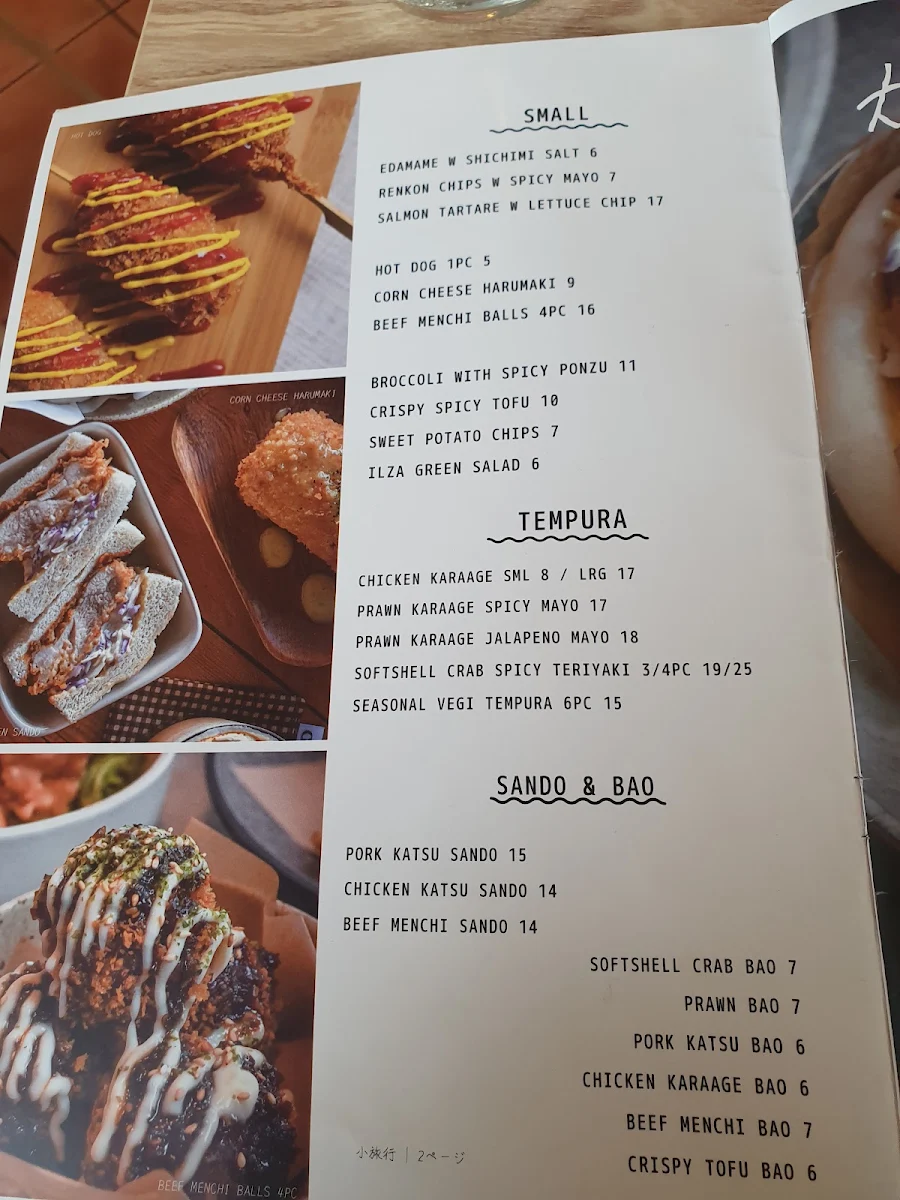 Menu, ILZA JAPANESE CAFE NUNAWADING