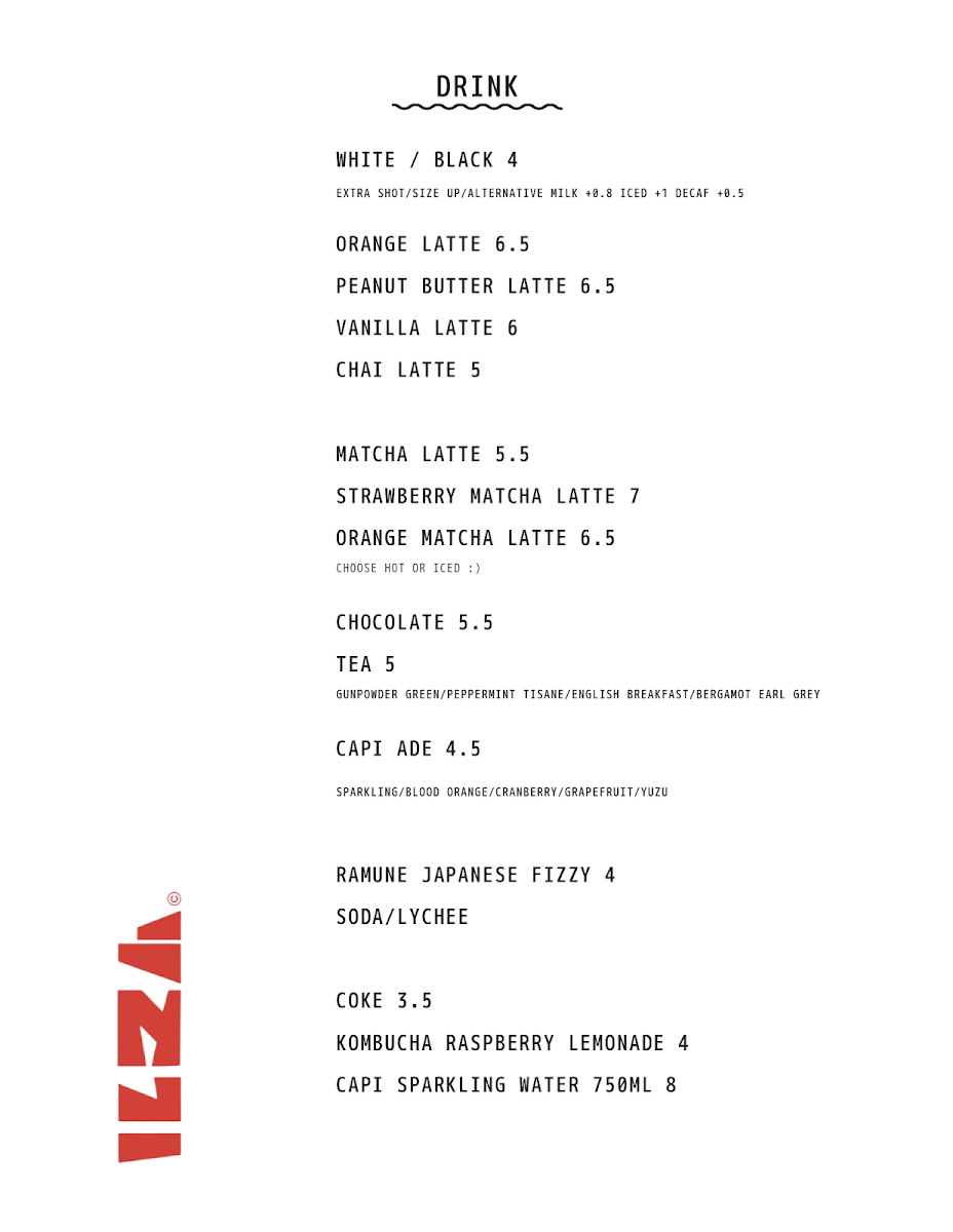 Menu, ILZA JAPANESE CAFE NUNAWADING