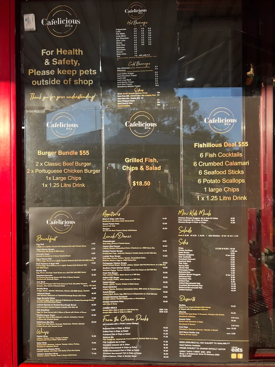 Menu, Cafelicious & Co