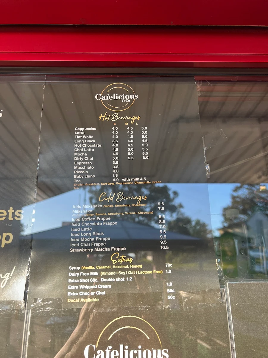 Menu, Cafelicious & Co