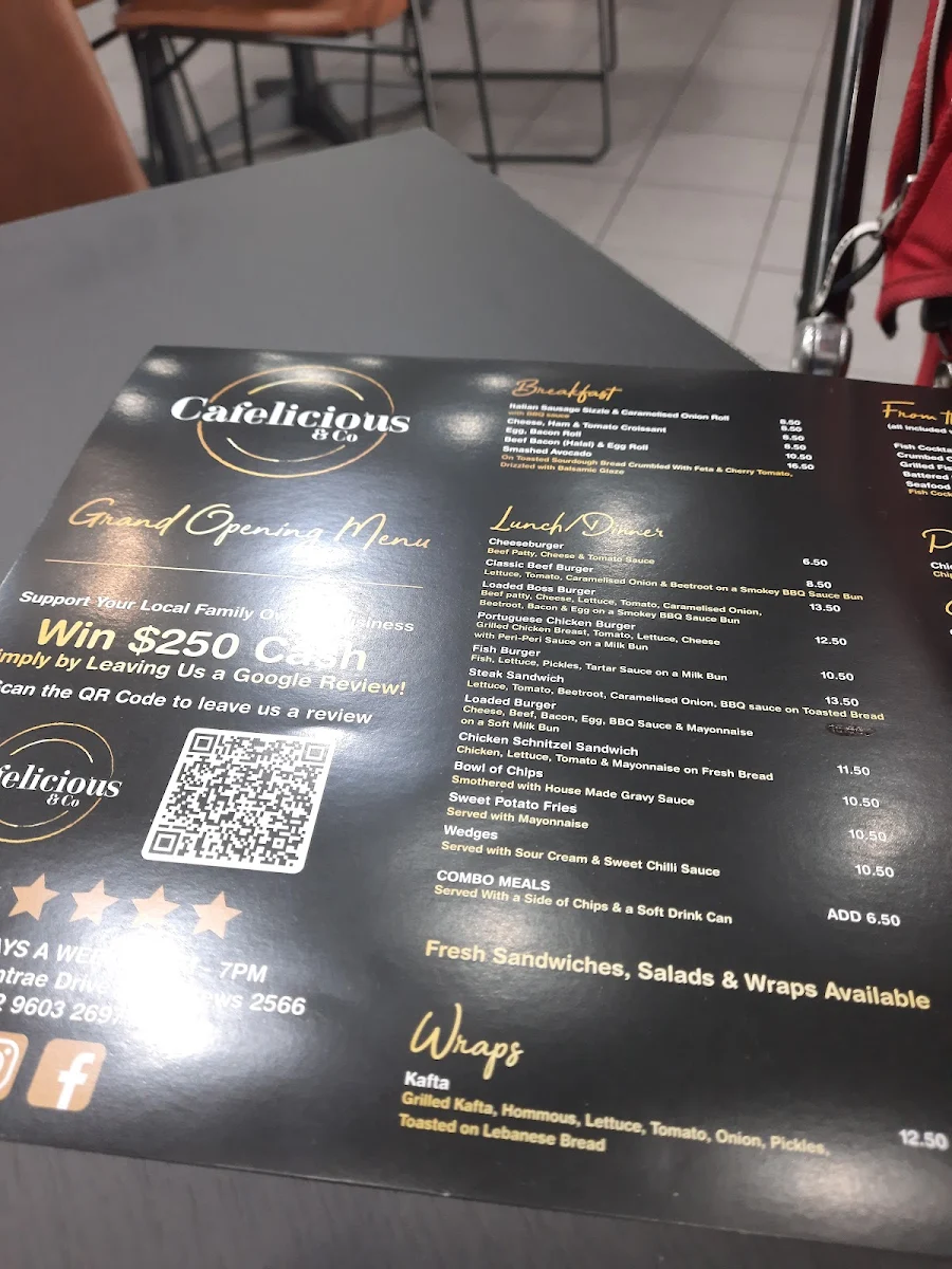 Menu, Cafelicious & Co