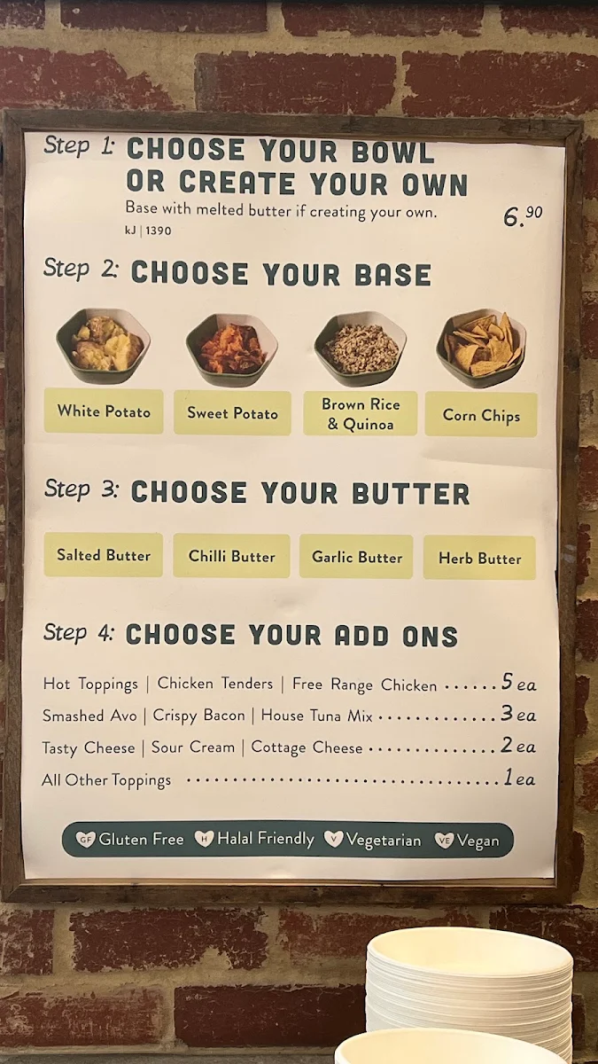 Menu, Spudbar