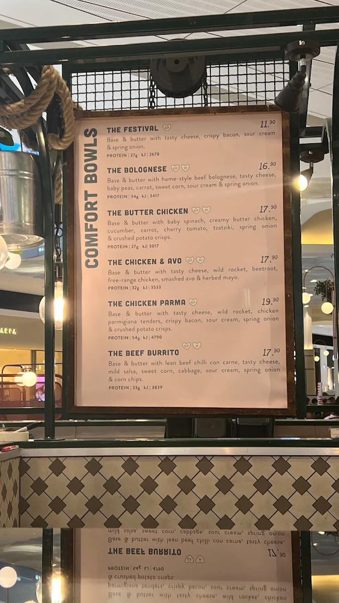 Menu, Spudbar